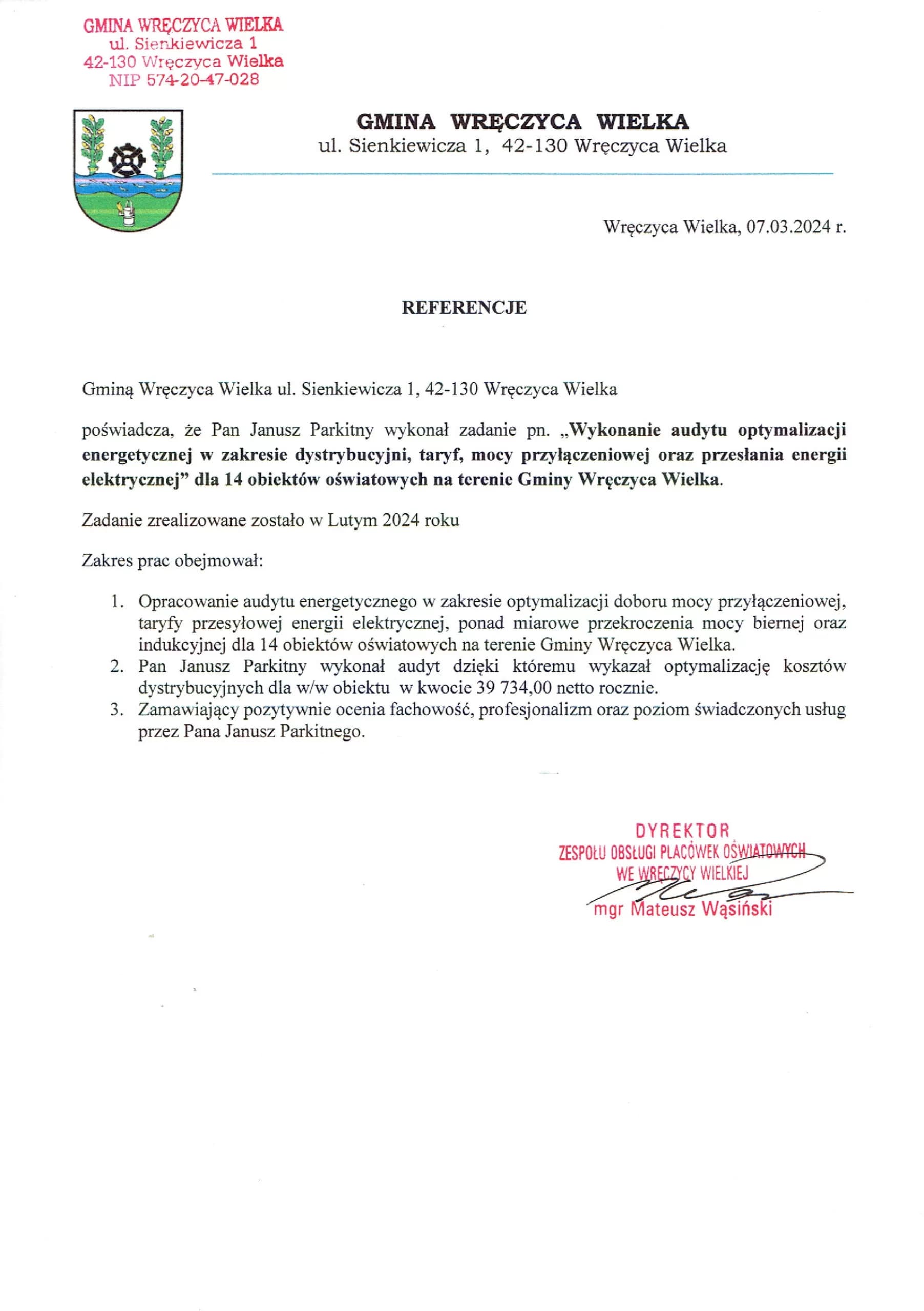 Referencja klienta PGT - dokument 2