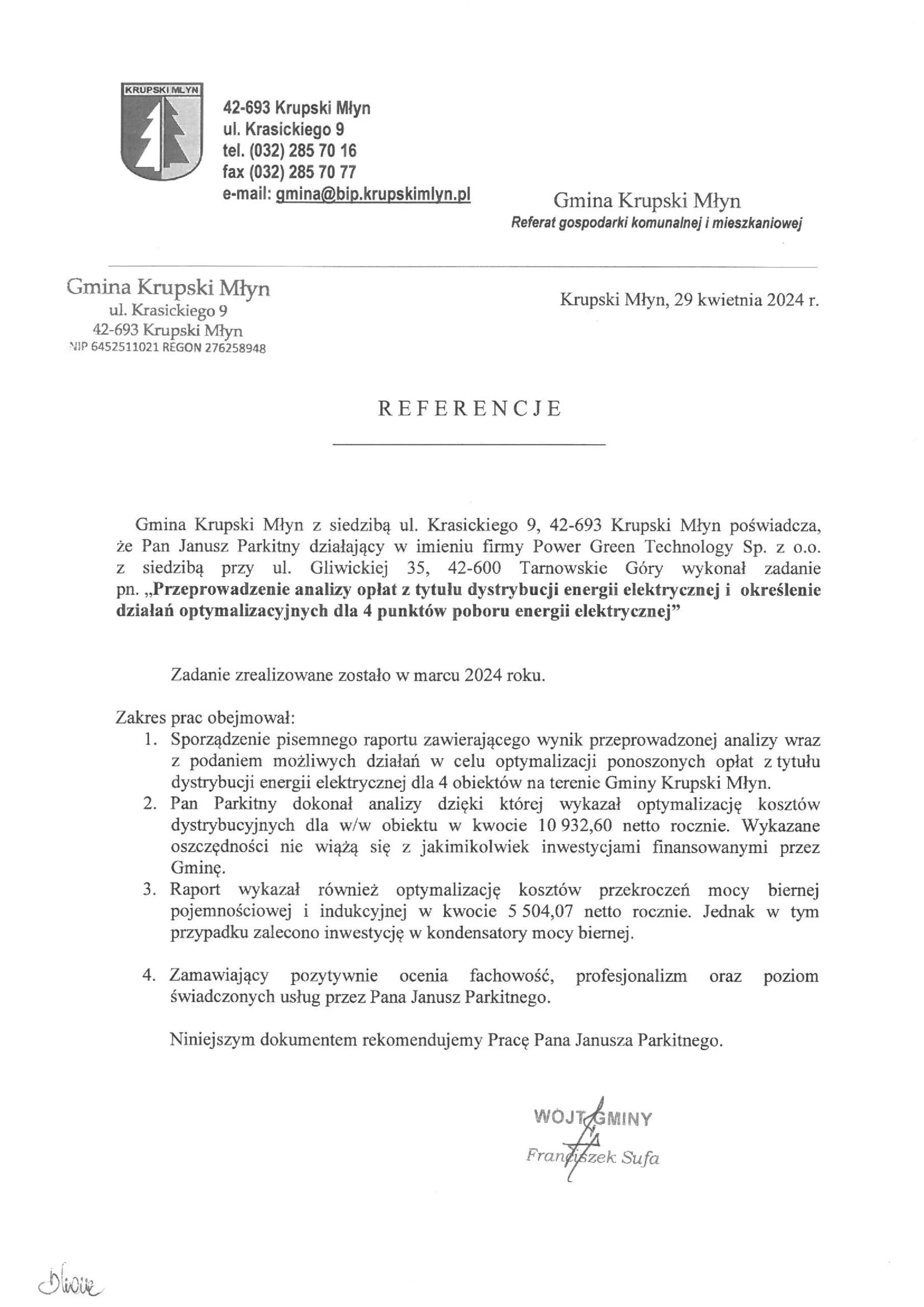 Referencja klienta PGT - dokument 3