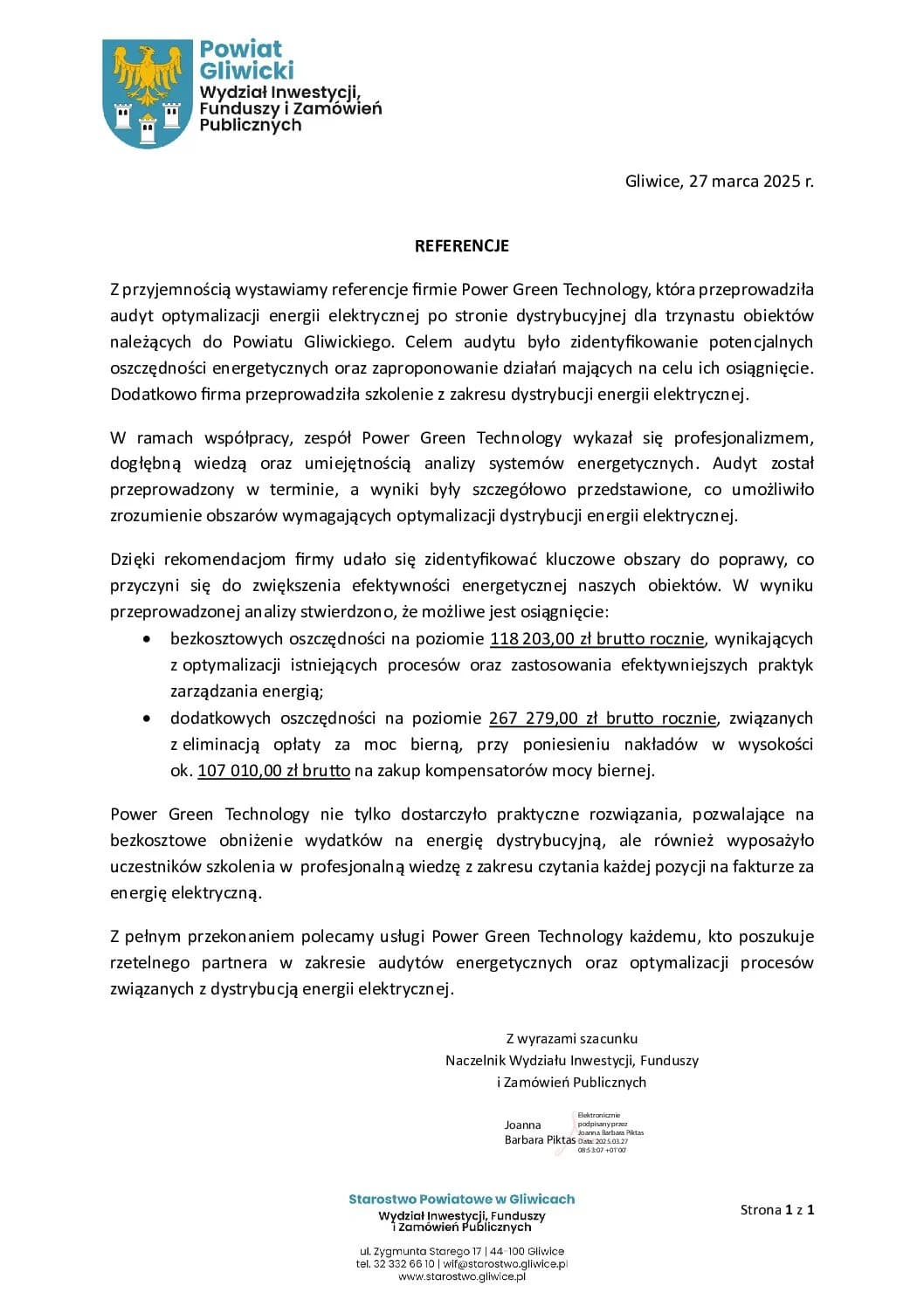 Referencja klienta PGT - dokument 9